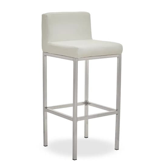 Baino White PU Leather Bar Chairs With Chrome Legs In A Pair_2
