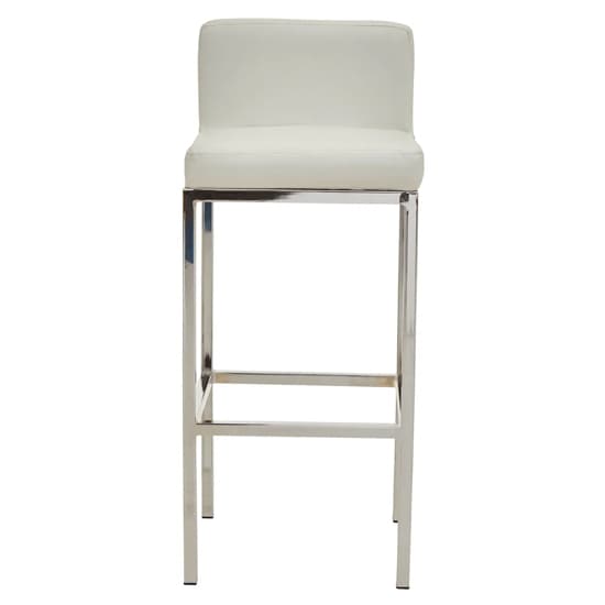 Baino White PU Leather Bar Chairs With Chrome Legs In A Pair_3
