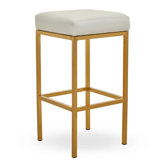 Baino White Leather Bar Stools With Gold Legs In A Pair_2