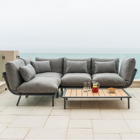 Beox Outdoor Corner Lounger Set With Roble Coffee Table In Grey_1
