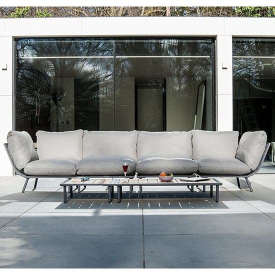 Beox Fabric Lounger Set With Roble Coffee And Side Table In Grey_1