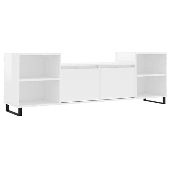 Bergen High Gloss TV Stand With 2 Doors 2 Shelves In White_2