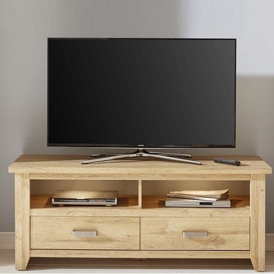 Berger Wooden TV Stand In Rustic Oak And LED Lighting_1