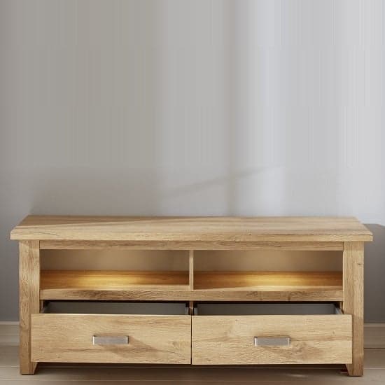 Berger Wooden TV Stand In Rustic Oak And LED Lighting_2
