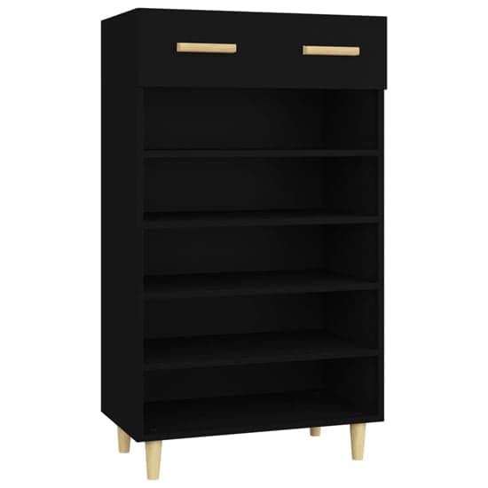Beril Wooden Shoe Storage Cabinet With Drawer In Black_3