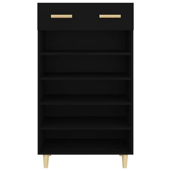 Beril Wooden Shoe Storage Cabinet With Drawer In Black_4