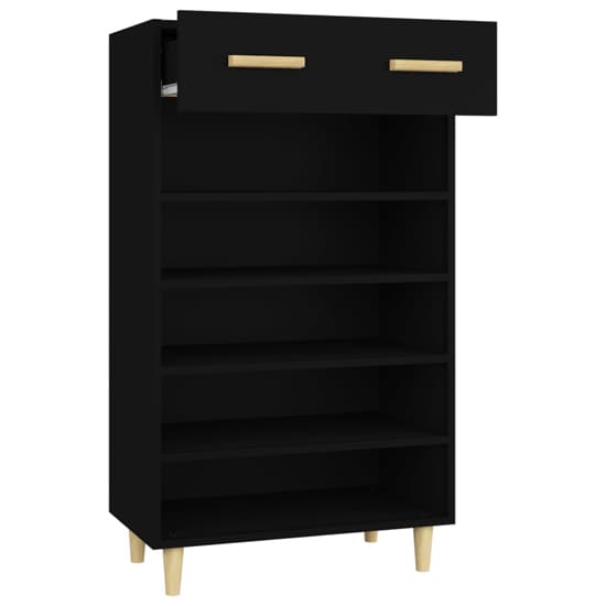 Beril Wooden Shoe Storage Cabinet With Drawer In Black_5