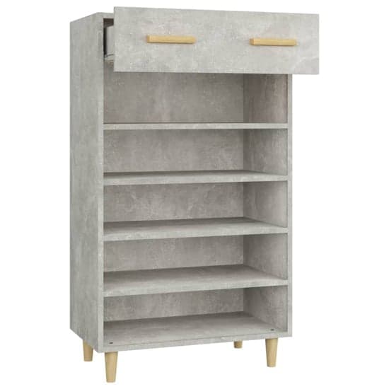 Beril Wooden Shoe Storage Cabinet With Drawer In Concrete Effect_5