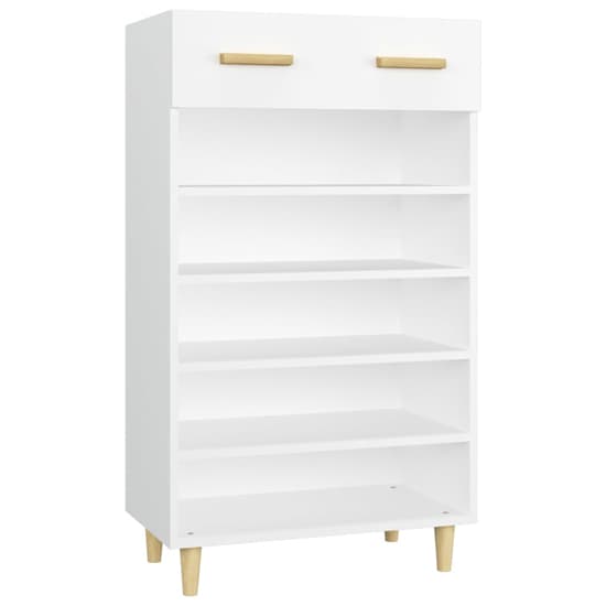 Beril Wooden Shoe Storage Cabinet With Drawer In White_3