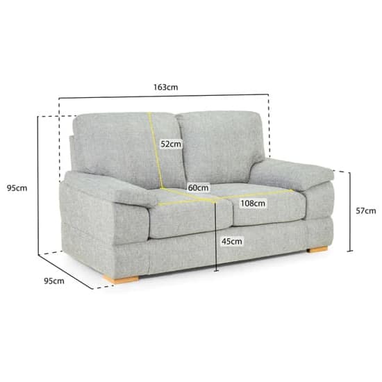 Berla Fabric 2 Seater Sofa With Wooden Legs In Silver_5