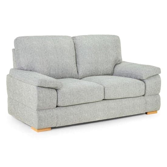 Berla Fabric 2 Seater Sofa With Wooden Legs In Silver_1