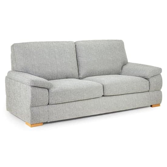 Berla Fabric 3 Seater Sofa With Wooden Legs In Silver_1