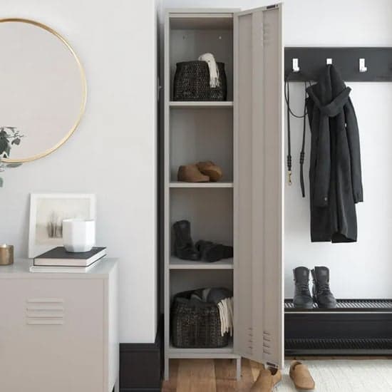 Berlin Metal Storage Cabinet Tall With 1 Door In Taupe_2