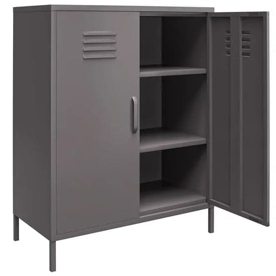 Berlin Metal Storage Cabinet Tall In 2 Doors In Grey_4