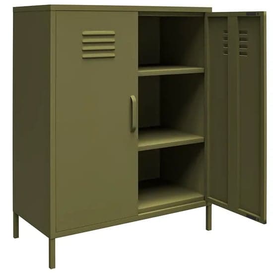 Berlin Metal Storage Cabinet Tall In 2 Doors In Olive Green_4