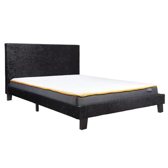Berlins Fabric Double Bed In Black Crushed Velvet_2