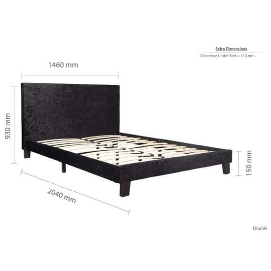 Berlins Fabric Double Bed In Black Crushed Velvet_6