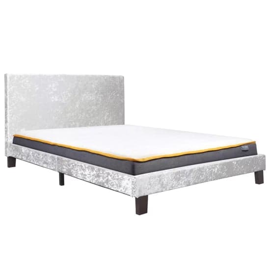 Berlins Fabric King Size Bed In Steel Crushed Velvet_2