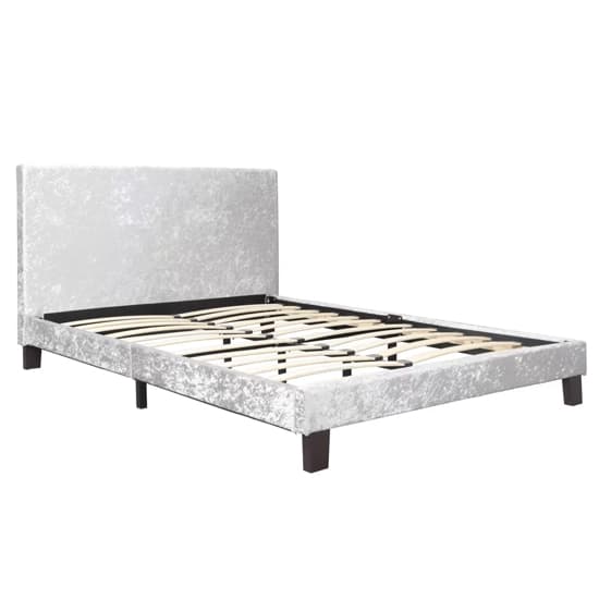 Berlins Fabric King Size Bed In Steel Crushed Velvet_3