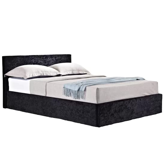 Berlins Fabric Ottoman Double Bed In Black Crushed Velvet_3