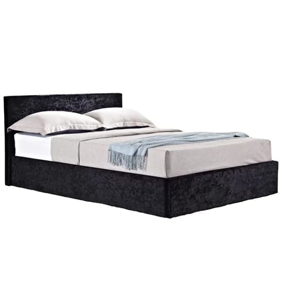 Berlins Fabric Ottoman King Size Bed In Black Crushed Velvet_3