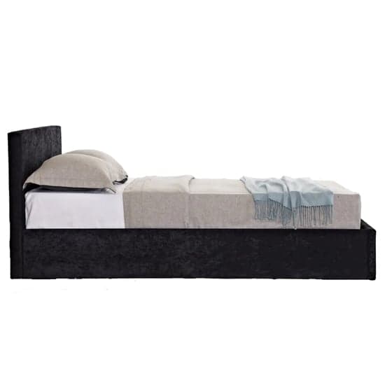 Berlins Fabric Ottoman King Size Bed In Black Crushed Velvet_6