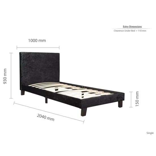 Berlins Fabric Single Bed In Black Crushed Velvet_2