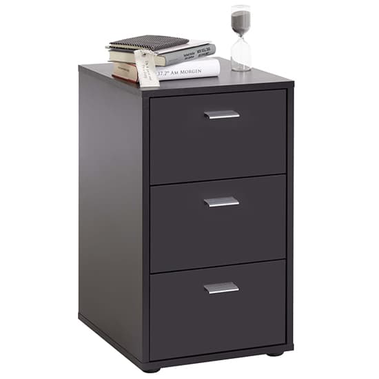 Berny Wooden Bedside Cabinet With 3 Drawers In Black_2