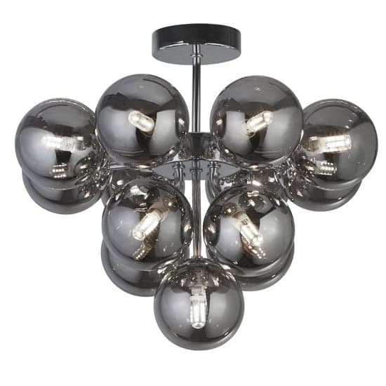 Berry 13 Lights Smoked Glass Ceiling Pendant Light In Chrome_1