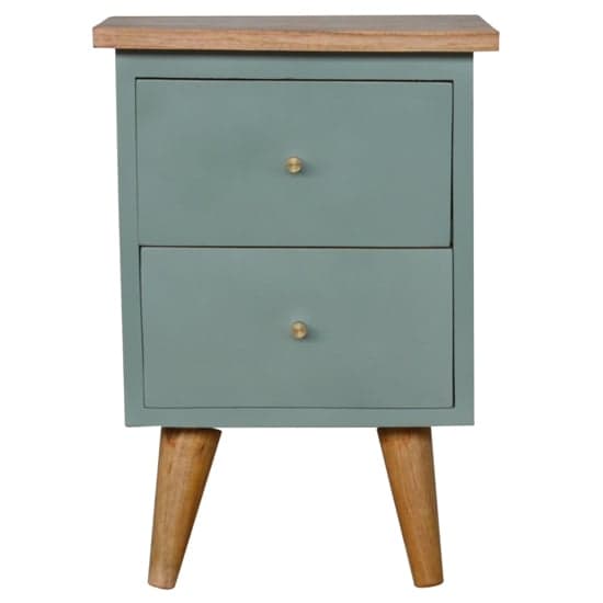 Berth Wooden Bedside Cabinet In Green Hand Painted And Oak_2