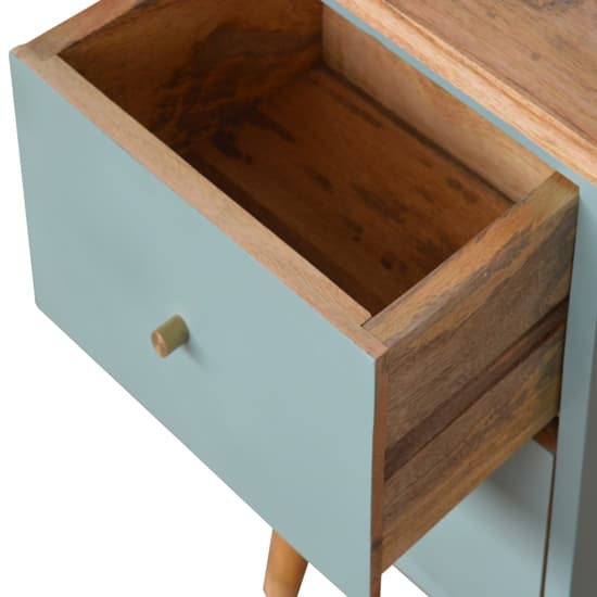 Berth Wooden Bedside Cabinet In Green Hand Painted And Oak_3