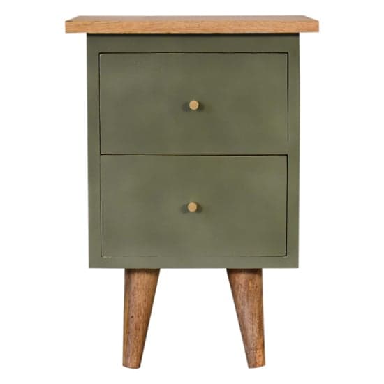 Berth Wooden Bedside Cabinet In Olive Green Painted And Oak_2