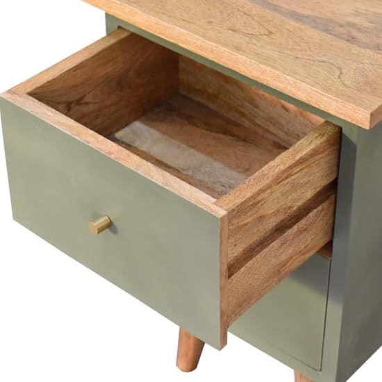 Berth Wooden Bedside Cabinet In Olive Green Painted And Oak_4