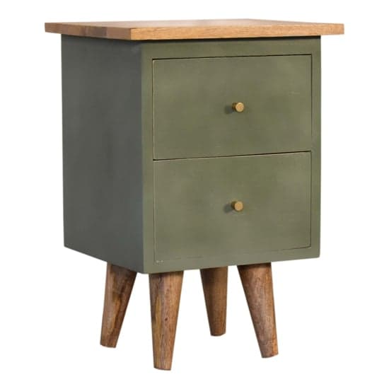 Berth Wooden Bedside Cabinet In Olive Green Painted And Oak_1