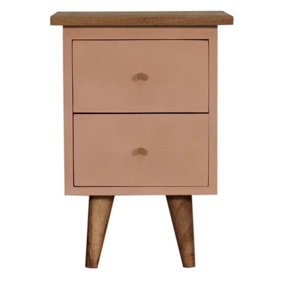 Berth Wooden Bedside Cabinet In Pink Painted And Oak_2