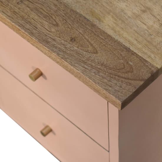 Berth Wooden Bedside Cabinet In Pink Painted And Oak_3