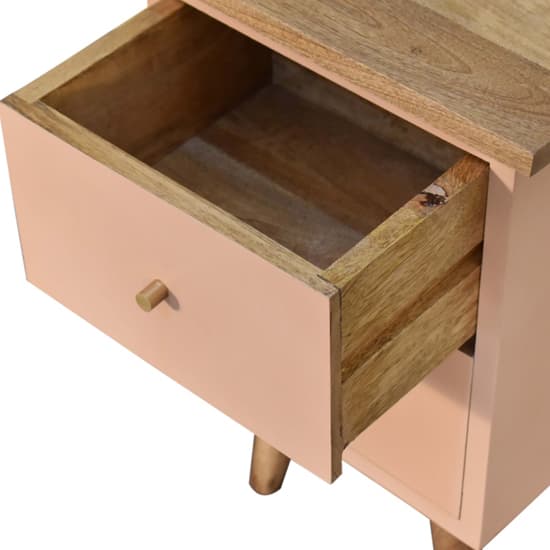 Berth Wooden Bedside Cabinet In Pink Painted And Oak_4