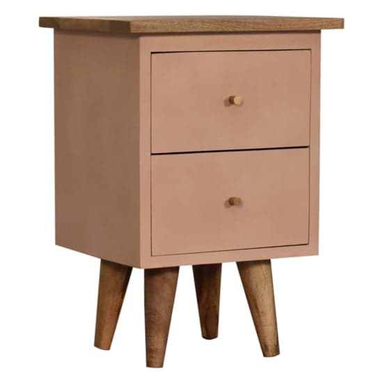 Berth Wooden Bedside Cabinet In Pink Painted And Oak_1