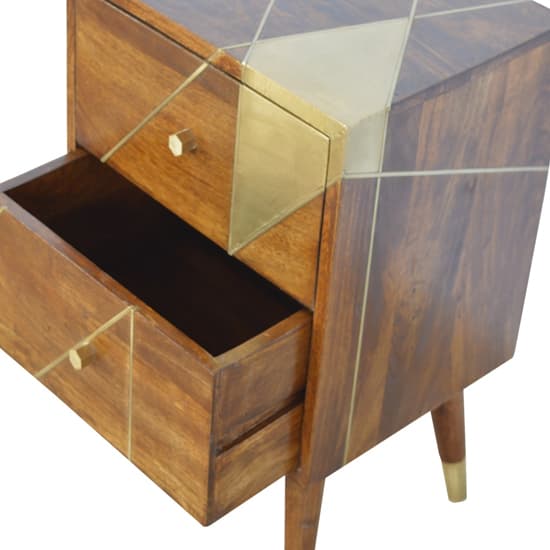 Bethel Wooden Gold Geometric Bedside Cabinet In Chestnut_3