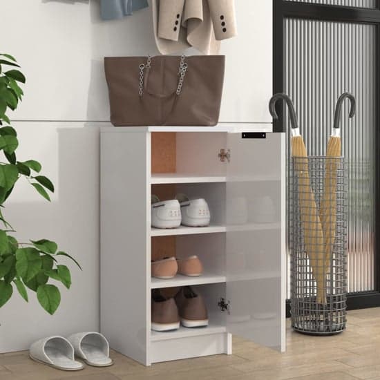 Betsi High Gloss Shoe Storage Cabinet With 1 Door In White_2