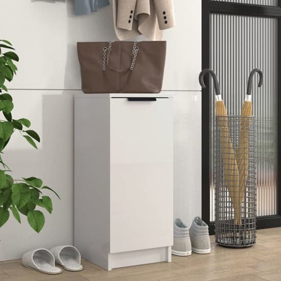 Betsi High Gloss Shoe Storage Cabinet With 1 Door In White