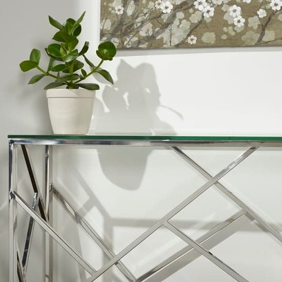 Betty Glass Console Table With Polished Stainless Steel Base_4