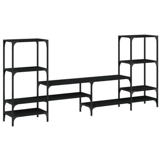 Beverley Wooden TV Stand With 8 Shelves In Black_3