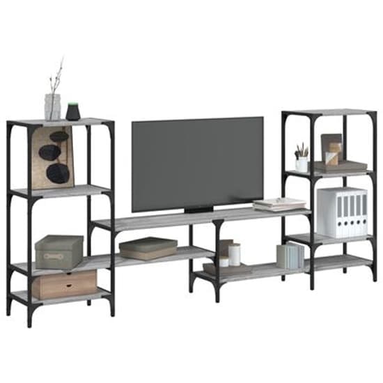 Beverley Wooden TV Stand With 8 Shelves In Grey Sonoma Oak_3