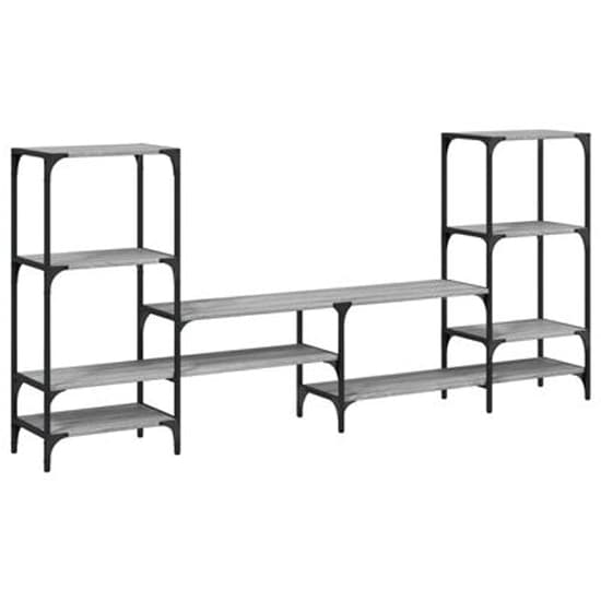 Beverley Wooden TV Stand With 8 Shelves In Grey Sonoma Oak_4