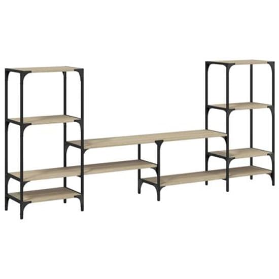 Beverley Wooden TV Stand With 8 Shelves In Sonoma Oak_3