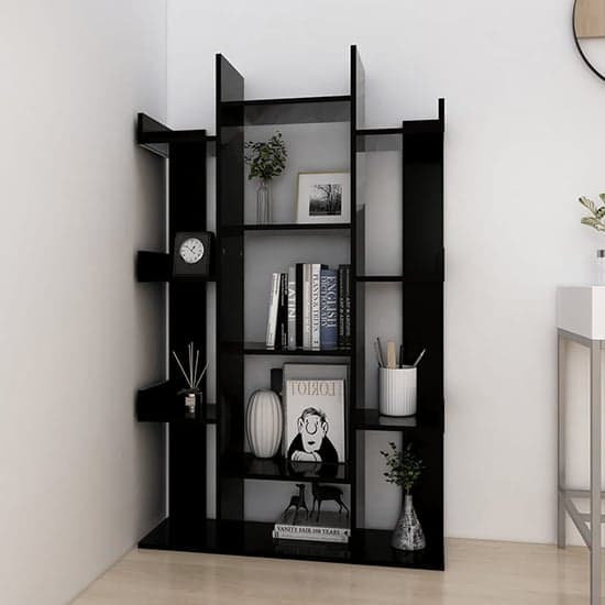 Bevin Wooden Bookcase With 13 Shelves In Black_2