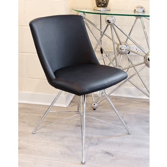 Bexley Black Leather Dining Chair With Slick Metal Frame_3