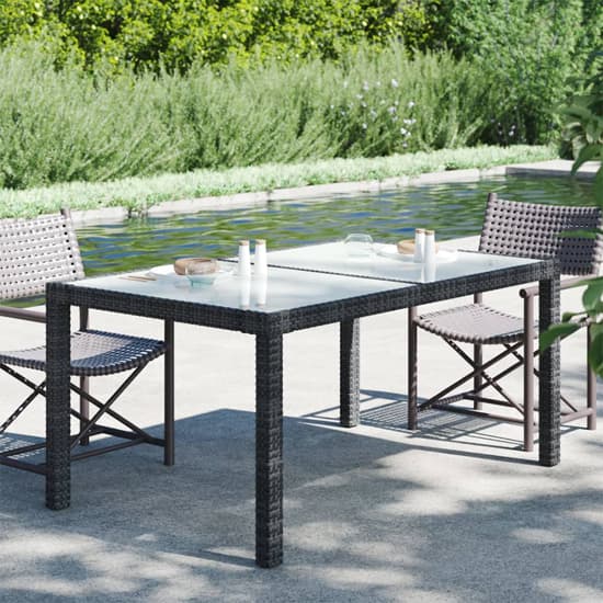 Bexter Glass Top Garden Dining Table Rectangular In Black White_3