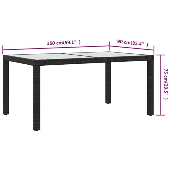 Bexter Glass Top Garden Dining Table Rectangular In Black White_4